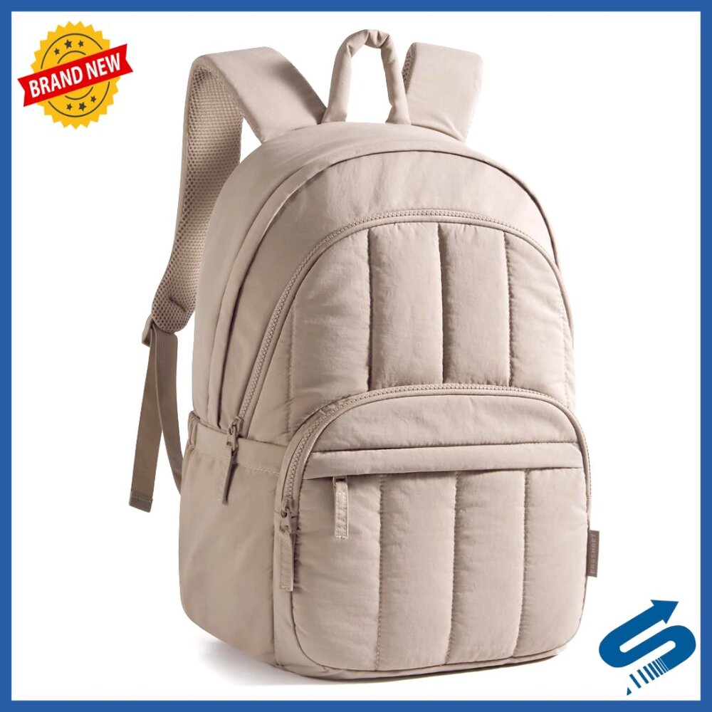 Quilted Puffer Laptop Backpack Chic Travel Work College Daypack Water-Resistant